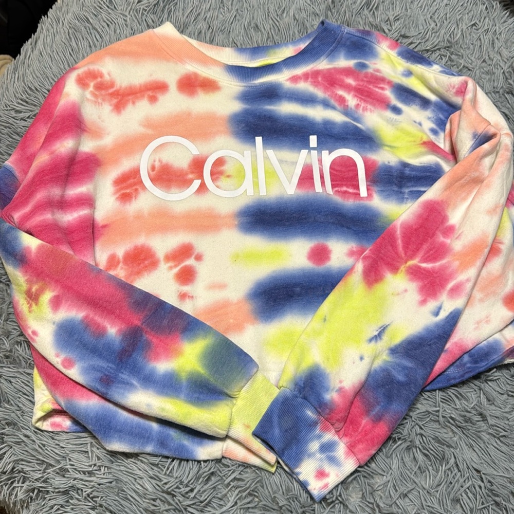 Calvin Klein Tie Dye Performance Cropped Sweatshirts - Women’s